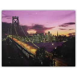 Картина зі світловими ефектами Devilon Нічне місто з сяючими ліхтарями на мосту 6 LЕD ламп 30х40 см (940201)