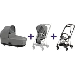 Люлька Mios Lux Soho Grey + Текстиль для прогулянкового блоку Cybex Mios Soho Grey + Шасі для коляски Cybex Mios LS RBA Rosegold