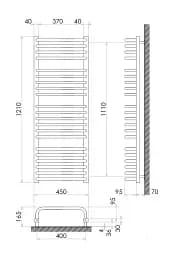 Рушникосушка водяна Heizung WU 21/45 1210х450 мм 600 Вт Чорний 30412 - мініатюра 3