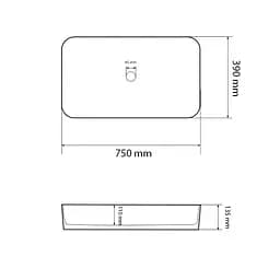 Умивальник VBI Vestone 75 white накладний VBI-017003, Білий - мініатюра 4