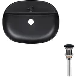 Умивальник Qtap Scorpio накладний овальний 505x385x120 мм Black matt + донний клапан PU03, Чорний матовий