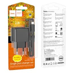 МЗП Hoco CS11A Ocean single port charger set (Type-C) (EU) Black - мініатюра 2