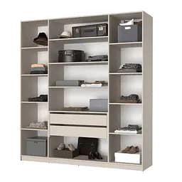 Шафа 4-дверна з антресоллю MebelStar Оскар Gloss BL-B, блок шухляд+полиці 200x52x260 см Антрацит/Альмонд (MBS-5571) - мініатюра 2