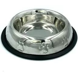 Миска для собак Lucky Star Belly нековзна з тисненням 23 см 1.38 л срібляста (SWT 2305-5)