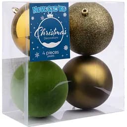 Набір новорічних куль Novogod'ko 10 см 4 шт. оливковий 1 сорт (974791)