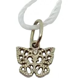 Золотая подвеска Семейные драгоценности Бабочка с фианитами. 140847