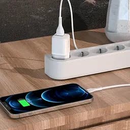 Адаптер мережевий HOCO Lightning Cable Briar dual port charger set N8 2 порти USB 2.4A білий - мініатюра 5