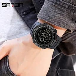 Водостійкий тактичний кварцовий годинник Sanda Spain black - мініатюра 4