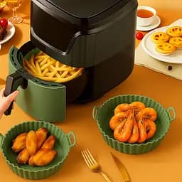 Кругла силіконова форма для аерогрилю, духовки та мультипечі 22х22 см, Kitchen Master Зелений 87961 - мініатюра 2