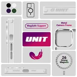 Чехол Apple iPhone 14, Unit MagSafe, белый, прозрачный, магсейф, противоударный, магнитный, панель-накладка с поддержкой MagSafe, с поддержкой беспроводной зарядки, TPU+PC, защита всего корпуса, ударопрочный, ArmorStandart (ARM70462) - мініатюра 5