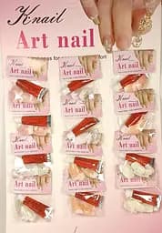 Ногти накладные с камешком Art Nail R 2456 с клеем, упаковка 12 шт.