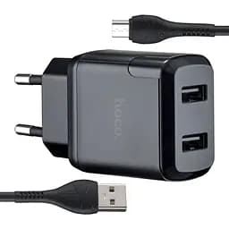 Сетевые зарядные устройства Hoco N7 Speedy dual port charger set Lightning (EU) Черный