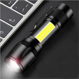 Ліхтар ручний акумуляторний з USB-зарядкою, бічним світлом та ZOOM HB-513-XPE+COB - мініатюра 6