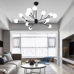 Потолочная люстра в черном корпусе на 15 белых плафонов Ø 100 см Ст. AOC 19/15 BK G9 Line F