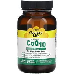 Коэнзим Q10 Country Life CoQ10 100 mg 60 капсул для поддержки иммунной системы и сердца