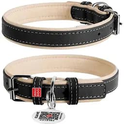 Нашийник для собак Waudog Soft шкіряний з QR паспортом, L, Ш 35 мм, Дов 57-71 см