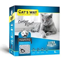Белый бентонитовый наполнитель с активированным углем Cat's Way 6 л антибактериальный