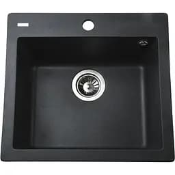 Гранітна мийка Globus Lux Aosta чорний металiк 490x455мм-А0001