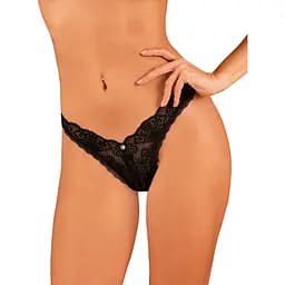 Кружевные стринги Obsessive Donna Dream Thong M/L Black, низкая посадка