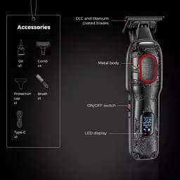 Тример акумуляторний VGR V-254, 4 насадки, 7000 RPM, 2000 mAh, LED-дисплей Червоний - мініатюра 4