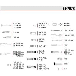 Набір інструментів Intertool ET-7078 78шт [85185] - мініатюра 14