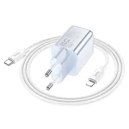 МЗП Hoco N47 Glorious PD30W (1USB-C) + кабель Type-C to Lightning Blue - мініатюра 3