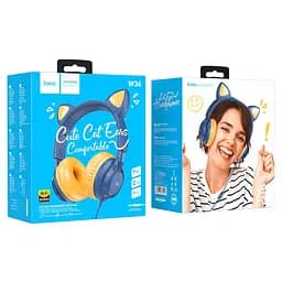 Накладні навушники Hoco W36 Cat ear (3.5mm/1.2m) Midnight Blue - мініатюра 5