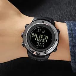 Годинник чоловічий спортивний з компасом Skmei 2096 Compass (Чорний з сріблястим) - мініатюра 6