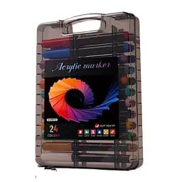 Набір маркерів акрилово-акварельних ACRY в пластиковому кейсі 24 шт. Різнокольоровий (1214411)