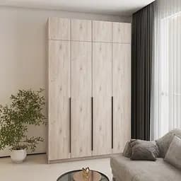 Шафа 4-дверна з антресоллю MebelStar Оскар ДСП BL-B, додаткова штанга 160x52x260 см Аляска сірий (MBS-4999)