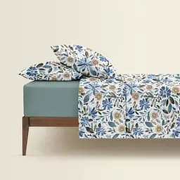 Комплект постільної білизни Cosas California flowers Двоспальний синій (FlowersWashBlueWhite_104Ashmint_180) - мініатюра 2