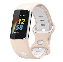 Силіконовий ремінець Primolux Sport для фітнес браслета Fitbit Charge 5/Charge 6 Pink White/розмір М - мініатюра 3