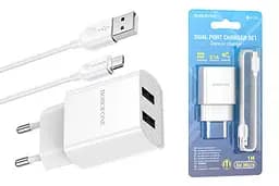 Зарядний пристрій із кабелем Micro Borofone BA53A Powerway 2 USB 2.1A біле - мініатюра 2
