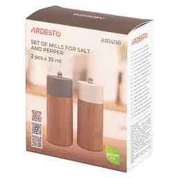 ARDESTO Набір млинків для солі та перцю Midori, 2 предмети, 35мл, бамбук, нержавіюча сталь, пластик, сірий, білий - мініатюра 6