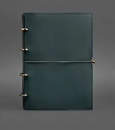 Шкіряний блокнот А4 на кільцях (Софт-бук) 9.0 в м'якій обкладинці зелений Краст