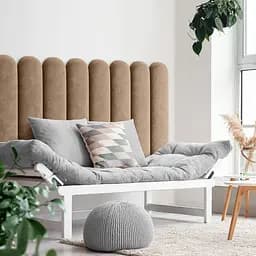 Стінова панель, з закругленим краєм, оксамитове узголів'я ліжка, бежева 30*80*4 см