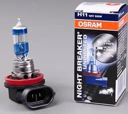 Галогенова лампа OSRAM H11 64211NBU NightBreakerUnlimited +110% 12V 55W PGJ19-2 10X10X1 - мініатюра 2