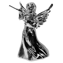 Новорічна підвіска MIS LT Янгол з сопілкою великий 6х4,5х10 см срібна гальваніка