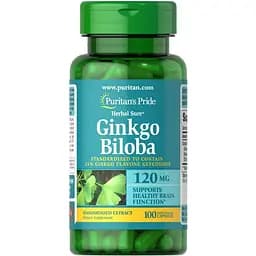 Натуральная добавка Puritan's Pride Ginkgo Biloba 120 mg, 100 капсул