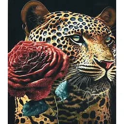 Алмазная мозаика Strateg ПРЕМИУМ Романтический гепард размером 30х40 см (HEG88143)