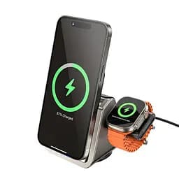 Безпровідний зарядний пристрій 3 IN1 BOROFONE BQ30 Wide magnetic 5W/7.5W/10W/15W сірий - мініатюра 4