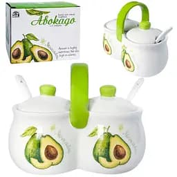 Банка для спецій S&T Авокадо подвійна з 2 ложками 200 мл (6023-21 )