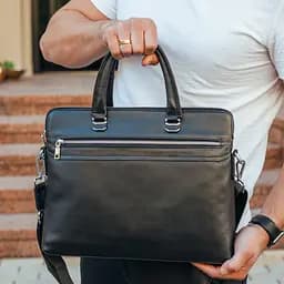 Шкіряна чоловіча сумка для документів та ноутбука чорна Tiding Bag NV23712 380 мм - мініатюра 6