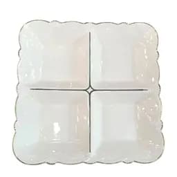 Менажниця порцелянова на 4 секції для закусок 25×25×4 см тарілка квадратна для сервірування Білий Yiwu 120-YH-HG015