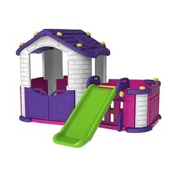 Дитячий садовий будиночок Ramiz 3 в 1 з гіркою та обгородженим садом фіолетовий із зеленим (ZOG.CHD-354)