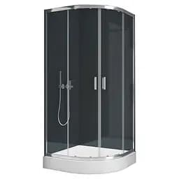 Душова кабіна New Trendy Suvia 80x80 см напівкругла розсувна прозоре скло на дрібному піддоні хром ZS-0001, прозорий, хром