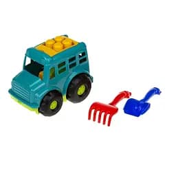 Ігровий набір для пісочниці Автобус "Бусик" №1 Colorplast 0084 лопатка та грабельки Зелений