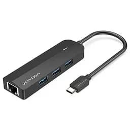 Хаб USB 5-in-1 Black Type-C 3.1 - 3xUSB 3.0/Lan Vention teh0019574
