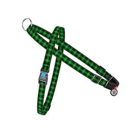 Шлея для собак швидкознімна Waudog Nylon з QR паспортом, малюнок Шотландка зелена, пластиковий фастекс, M, Ш 20 мм, А 45-65 см, 55-80 см