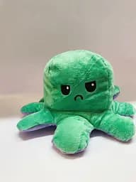 М'яка іграшка перевертень Восьминіг двосторонній Веселий-сумний фіолетовий і зелений